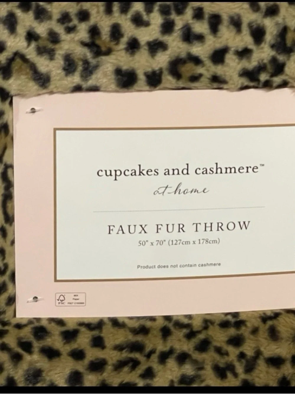 Cupcakes and Cashmere Faux Fur Throw Leopard